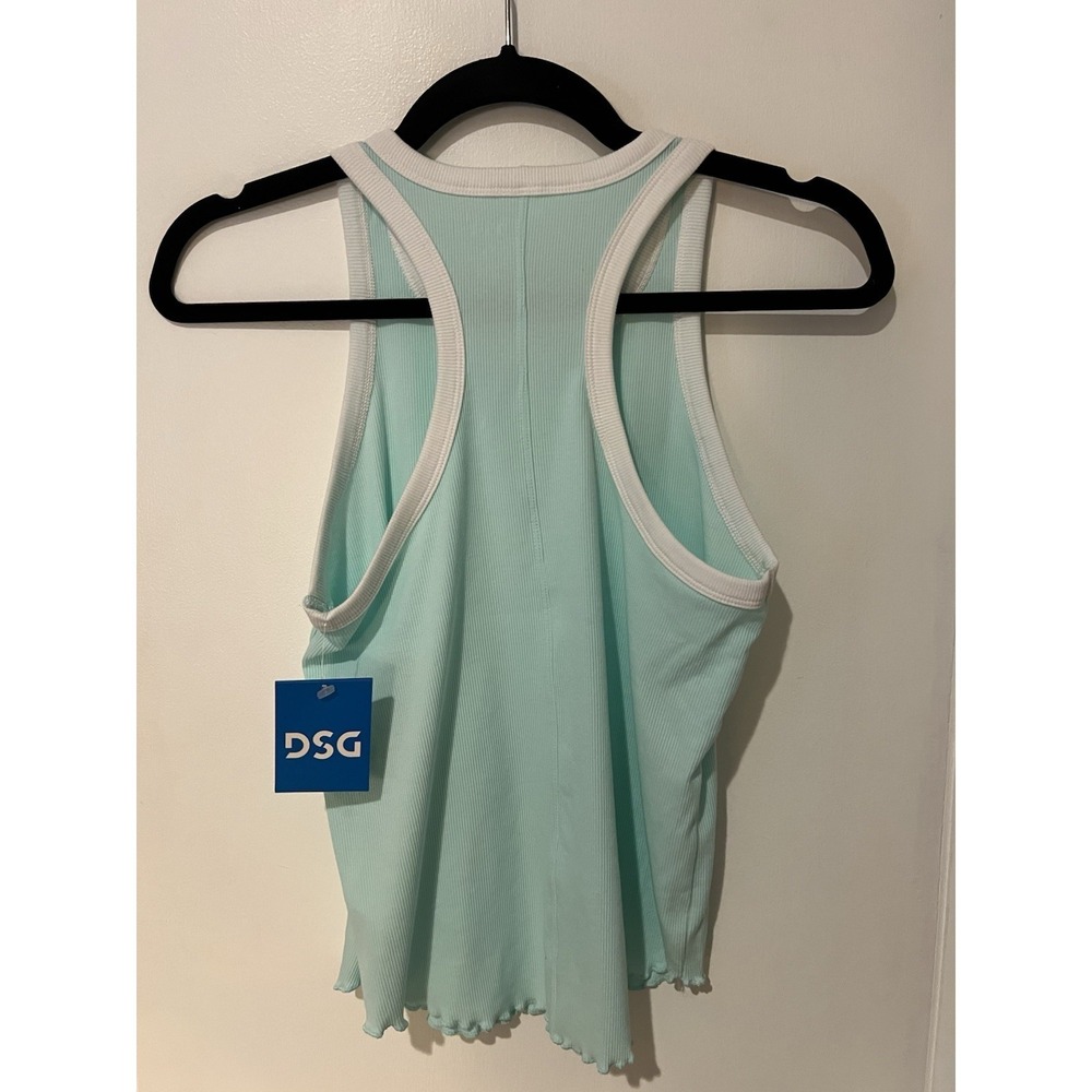 NWT DSG Girls Ribbed Ringer Racerback Tank Top Cotton Rib Size XL Aqua - Picture 5 of 5